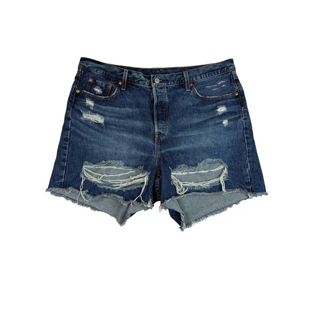 Levi’s 501 Distressed Denim Shorts Cutoff Frayed Raw Hem Size 16